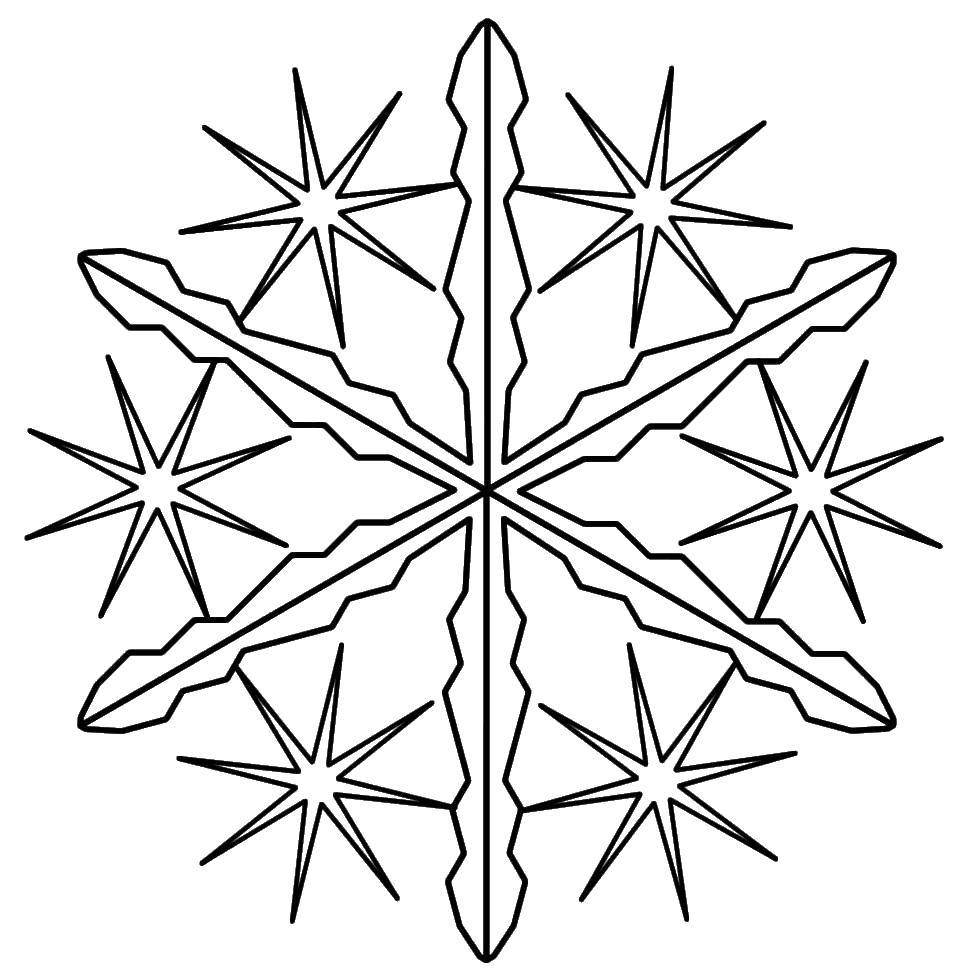 Coloring Snowflake with stars. Category snow. Tags:  winter, snow, snowflake.