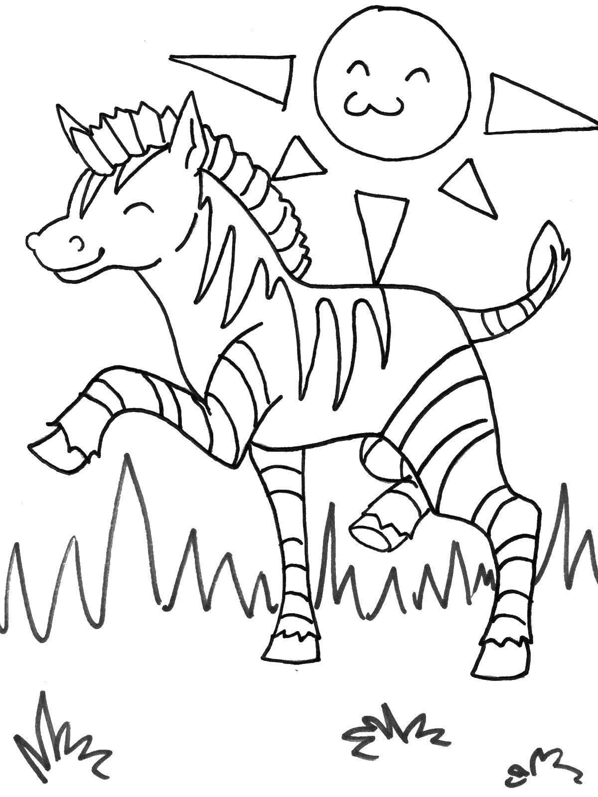 Название: Раскраска Зебра. Категория: Дикие животные. Теги: зебра.