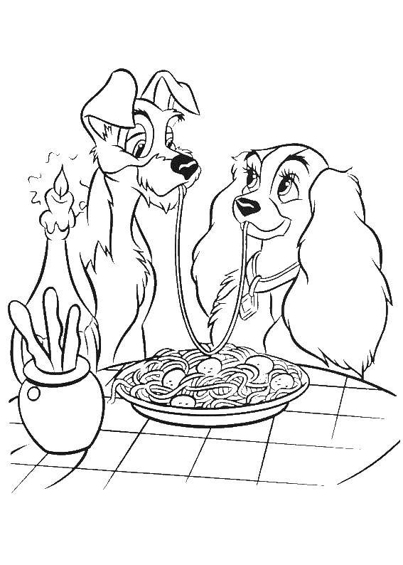 Coloring Lady and the tramp. Category cartoons. Tags:  lady and the tramp.