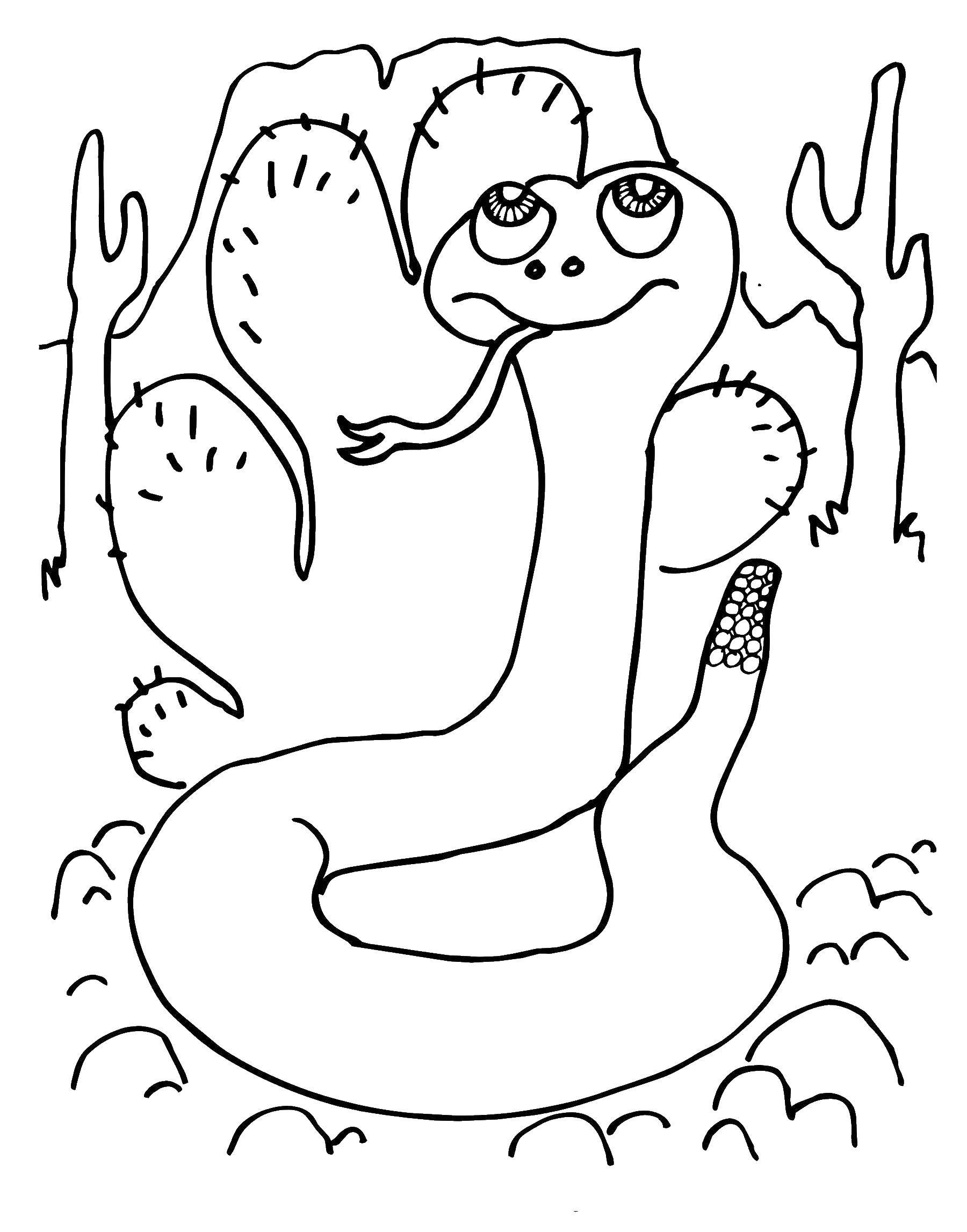 Змея в лесу раскраска