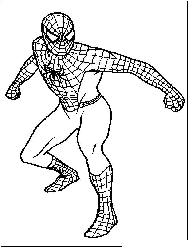 Название: Раскраска Спайдермен. Категория: супергерои. Теги: человек паук, паутина , супер герой.