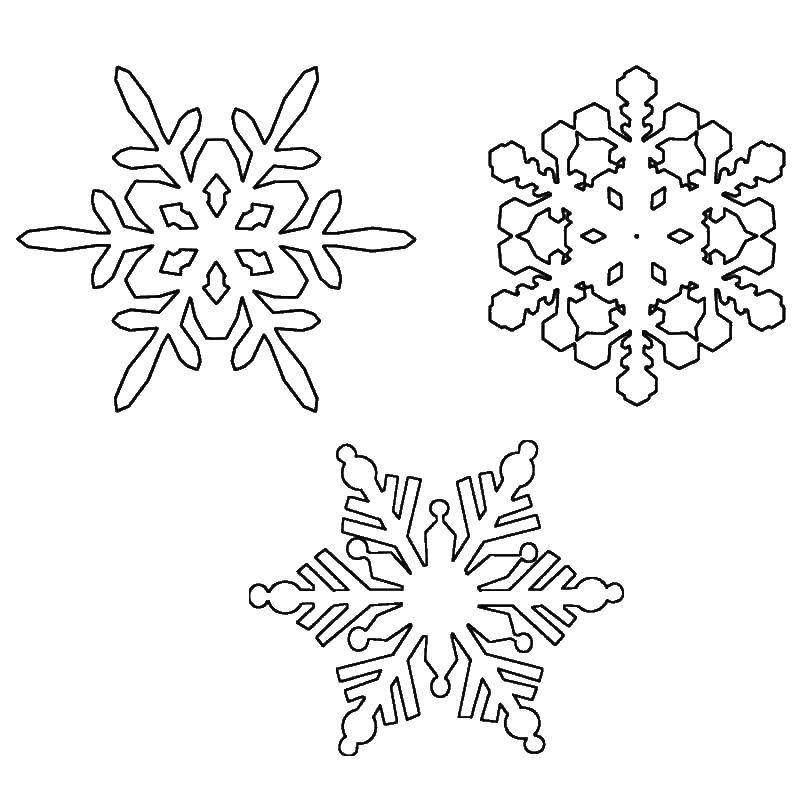 Coloring Three types of snowflakes. Category snow. Tags:  winter, snow, snowflake.