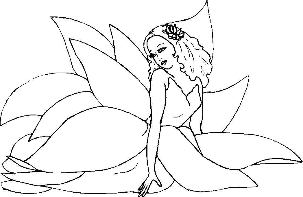 Coloring Flower fairy. Category fairy. Tags:  fairy, flowers.