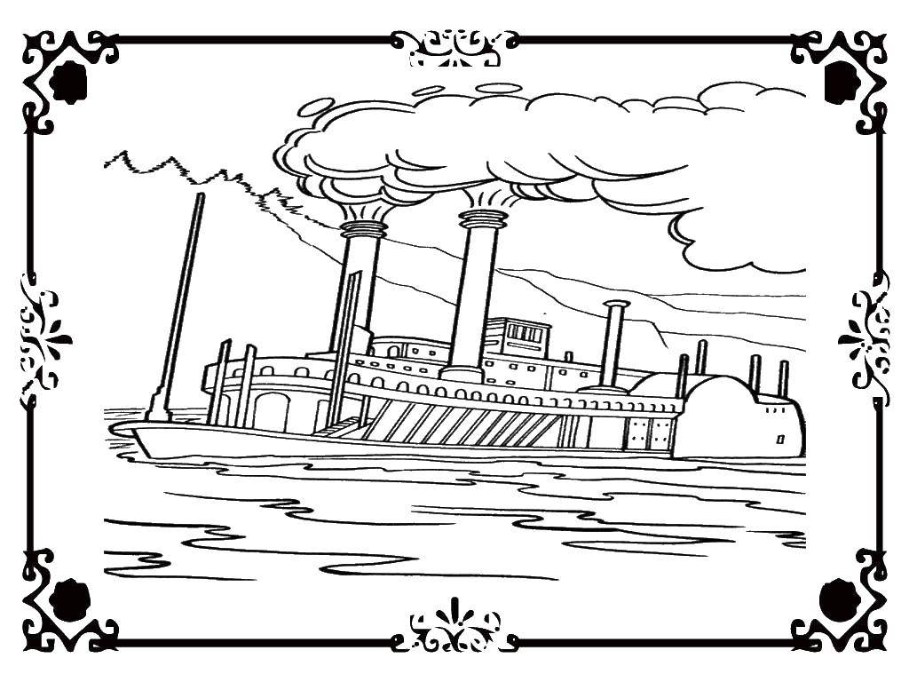 Coloring Steamer. Category ship. Tags:  steamship.