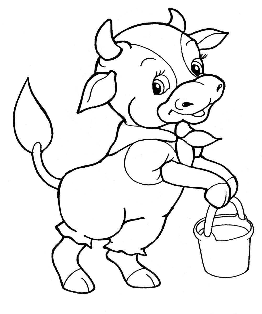 Раскраски Раскраска Рисунок веселая корова , Раскраски .