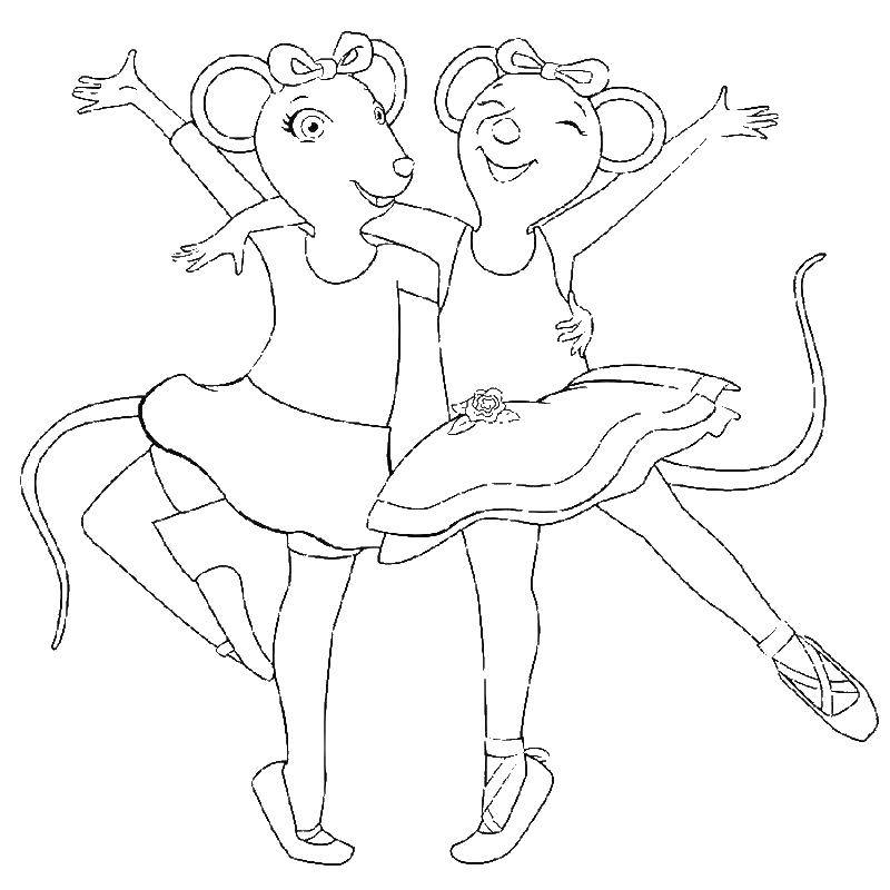 Название: Раскраска Мыши балерины. Категория: мышка. Теги: мышка, балерина.