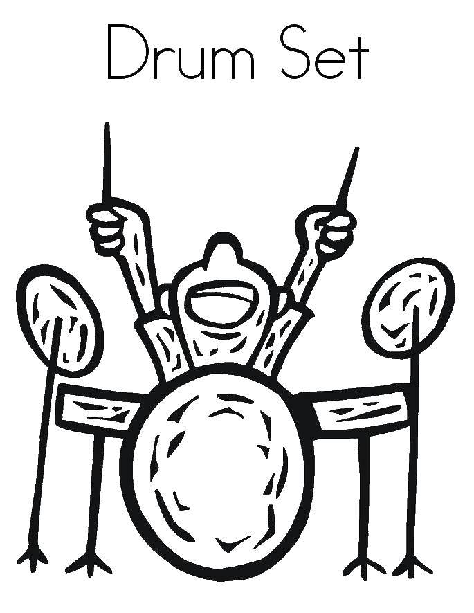 Название: Раскраска Парень играет на барабанах. Категория: Барабан. Теги: барабан, мальчик.
