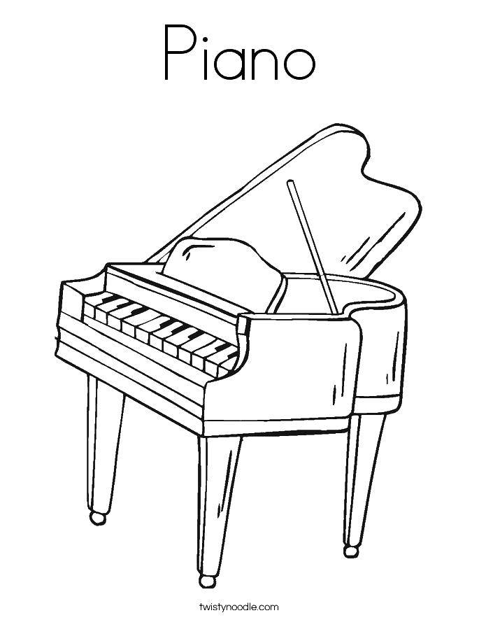 Название: Раскраска Пианино на английском. Категория: Пианино. Теги: пианино.