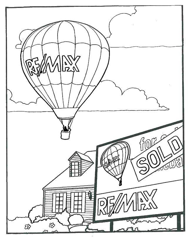 Название: Раскраска Воздушные шар летит над городом. Категория: воздушный шар. Теги: Воздушные шары.
