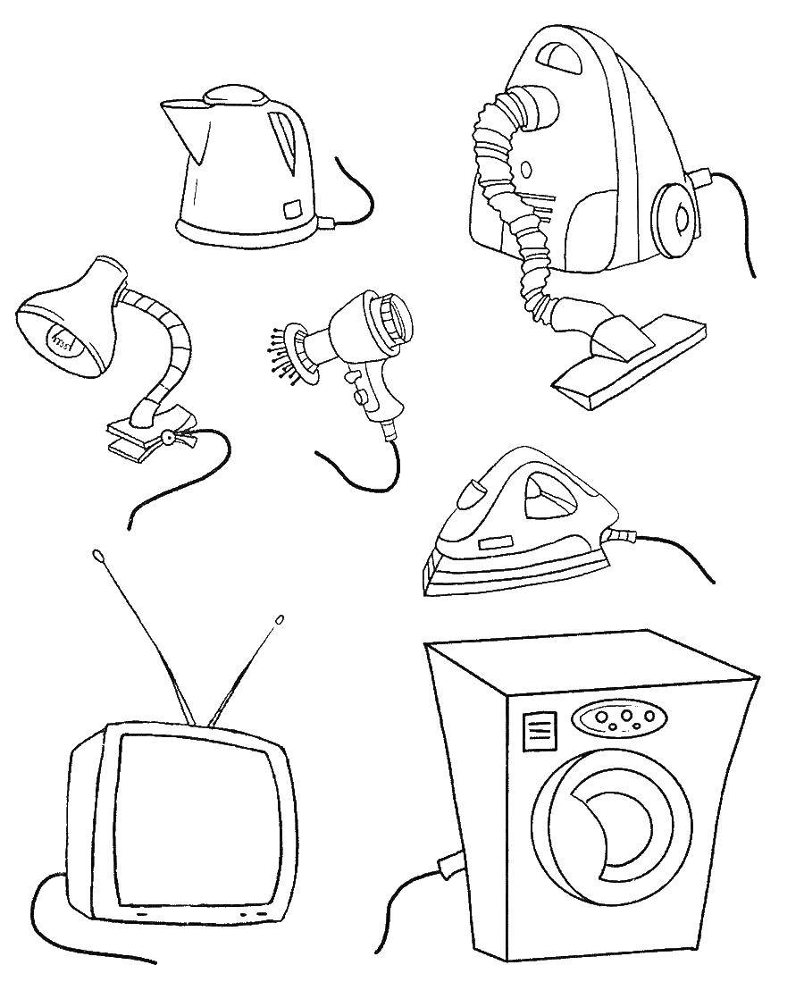 Coloring Appliances. Category appliances. Tags:  TV, iron, machinery.