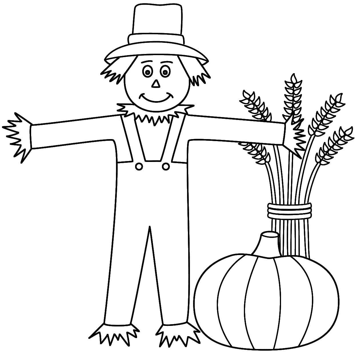 Coloring The Scarecrow scares away birds. Category Scarecrow. Tags:  Scarecrow, birds.