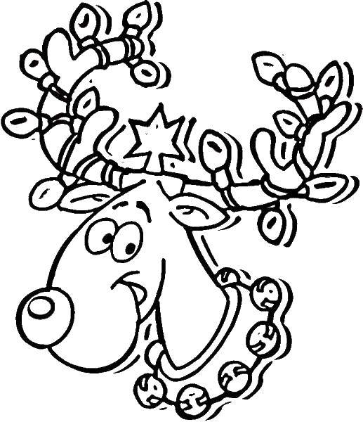 Название: Раскраска Рождественский олень. Категория: Рождество. Теги: рождество, олень.