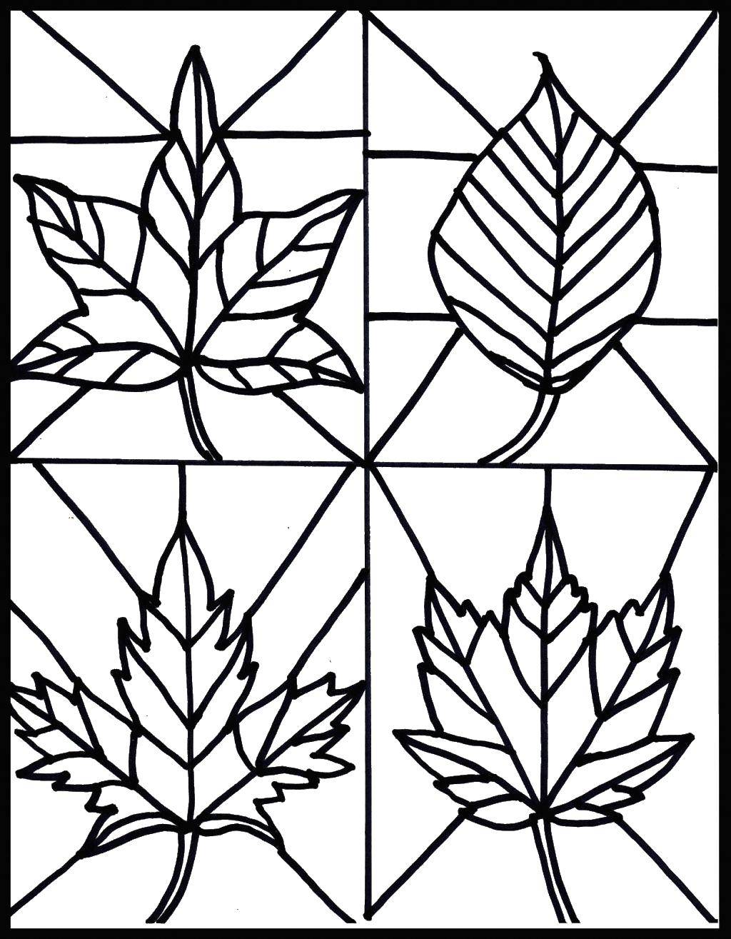 Coloring Stained glass sheets. Category leaves. Tags:  the leaves, stained glass.