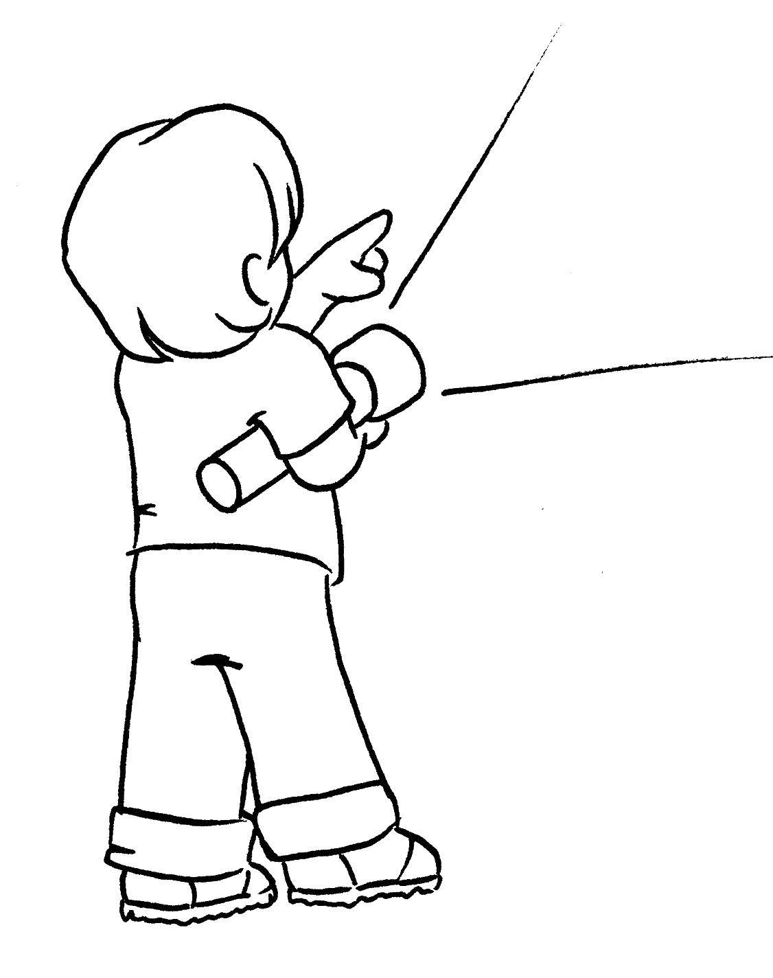 Название: Раскраска Мальчик с фонариком. Категория: Фонарик. Теги: мальчик, фонарик.