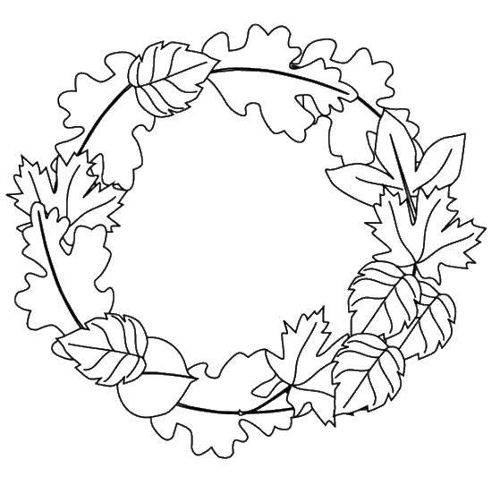 Coloring A wreath of leaves. Category Autumn leaves falling. Tags:  wreath, leaves, autumn.