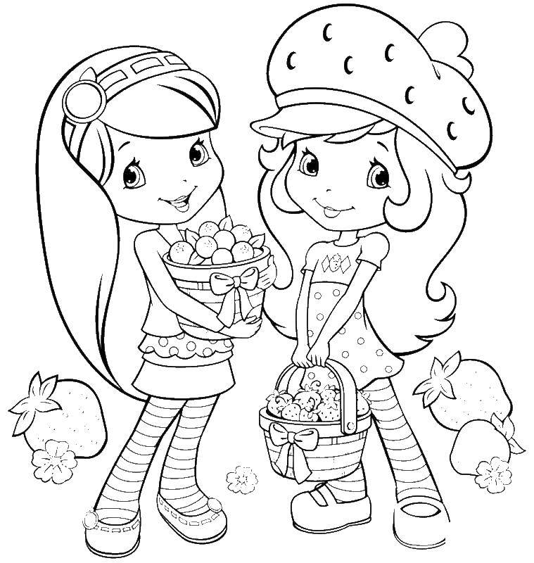 Coloring Strawberry Charlotte with a friend. Category coloring pages for girls. Tags:  Charlotte, cartoon.
