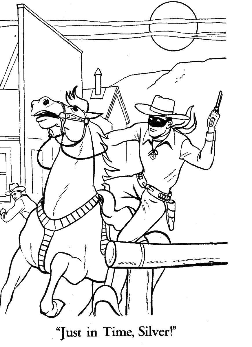 Coloring The cowboy. Category People. Tags:  cowboy, horse, horse, Wild West.