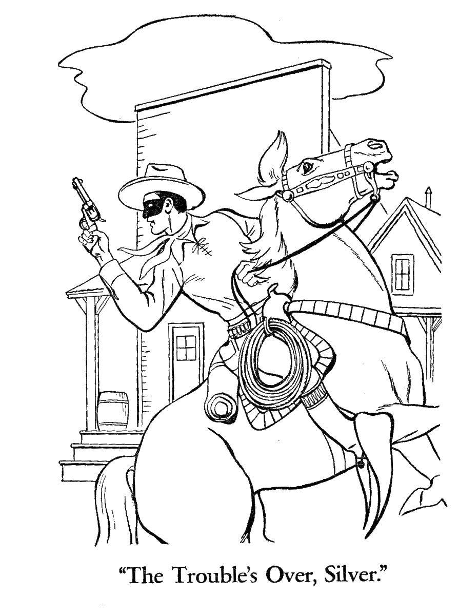 Coloring The cowboy. Category People. Tags:  cowboy, horse, Wild West.