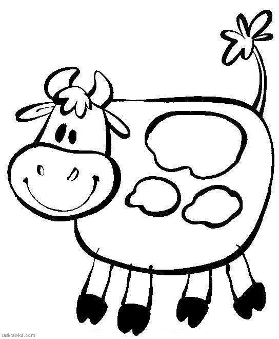 Название: Раскраска Нарисованная корова. Категория: домашние животные. Теги: корова.