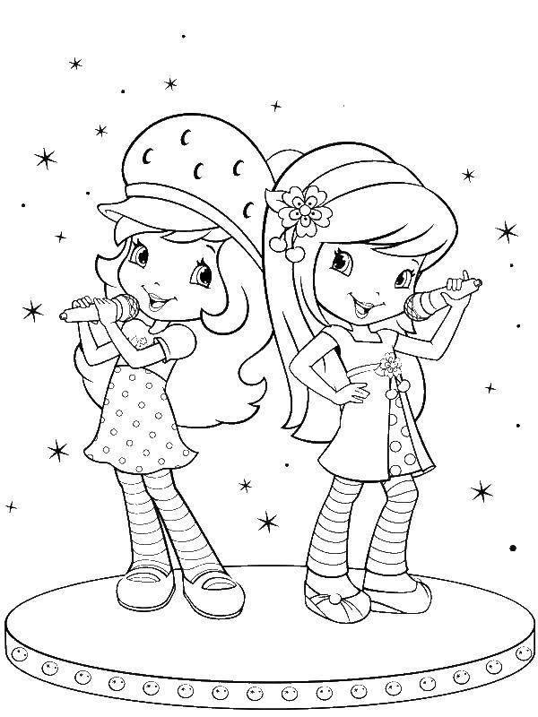 Coloring Charlotte strawberry with friends. Category coloring pages for girls. Tags:  Charlotte, cartoon.