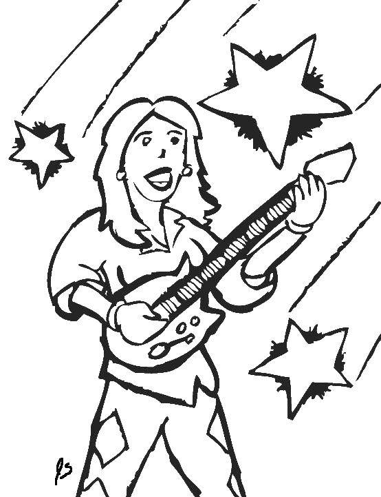 Coloring The guy with the guitar. Category music. Tags:  music, notes, guitar.