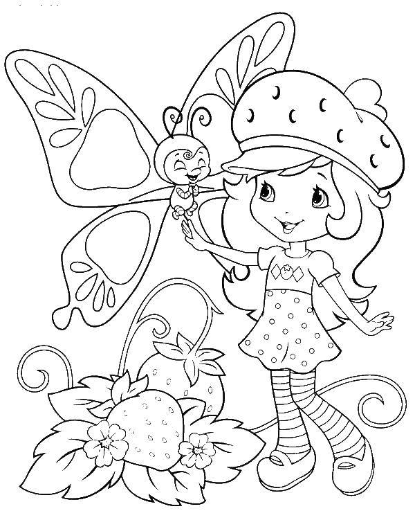 Coloring Strawberry Charlotte with a friend. Category coloring pages for girls. Tags:  Charlotte, cartoon.