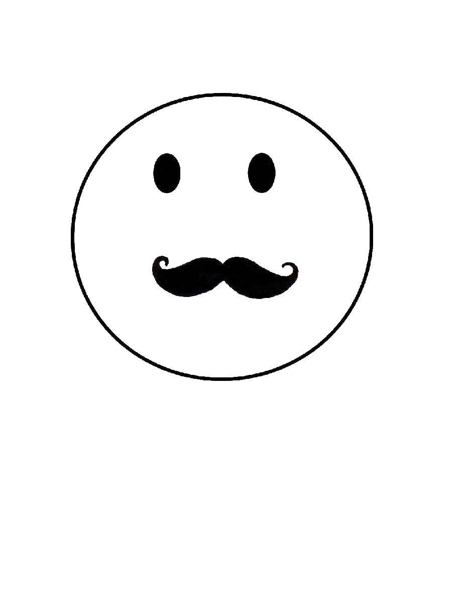 Coloring Smiley with a mustache. Category emoticons. Tags:  smiley, mustache.