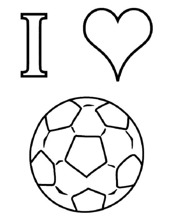 Название: Раскраска Я люблю футбол. Категория: Футбол. Теги: футбол, спорт, игра, мяч.