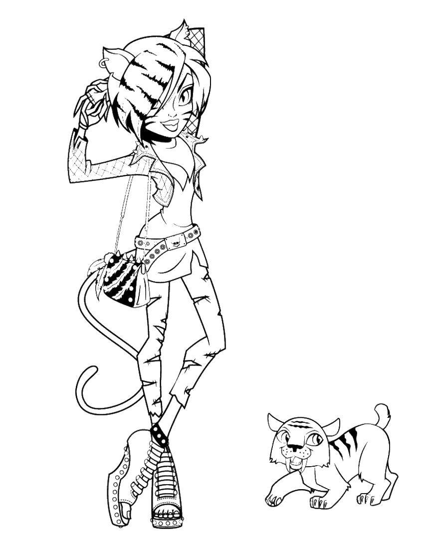 Coloring Monster high. Category coloring pages for girls. Tags:  Monster, tiger.
