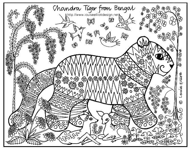 Coloring Patterns, tiger. Category coloring antistress. Tags:  patterns, shapes, stress relief, tiger.