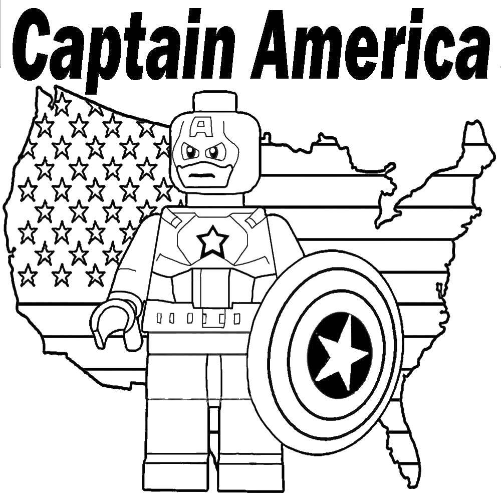 Название: Раскраска Лего капитан америка. Категория: Лего. Теги: лего, супергерои. капитан Америка.