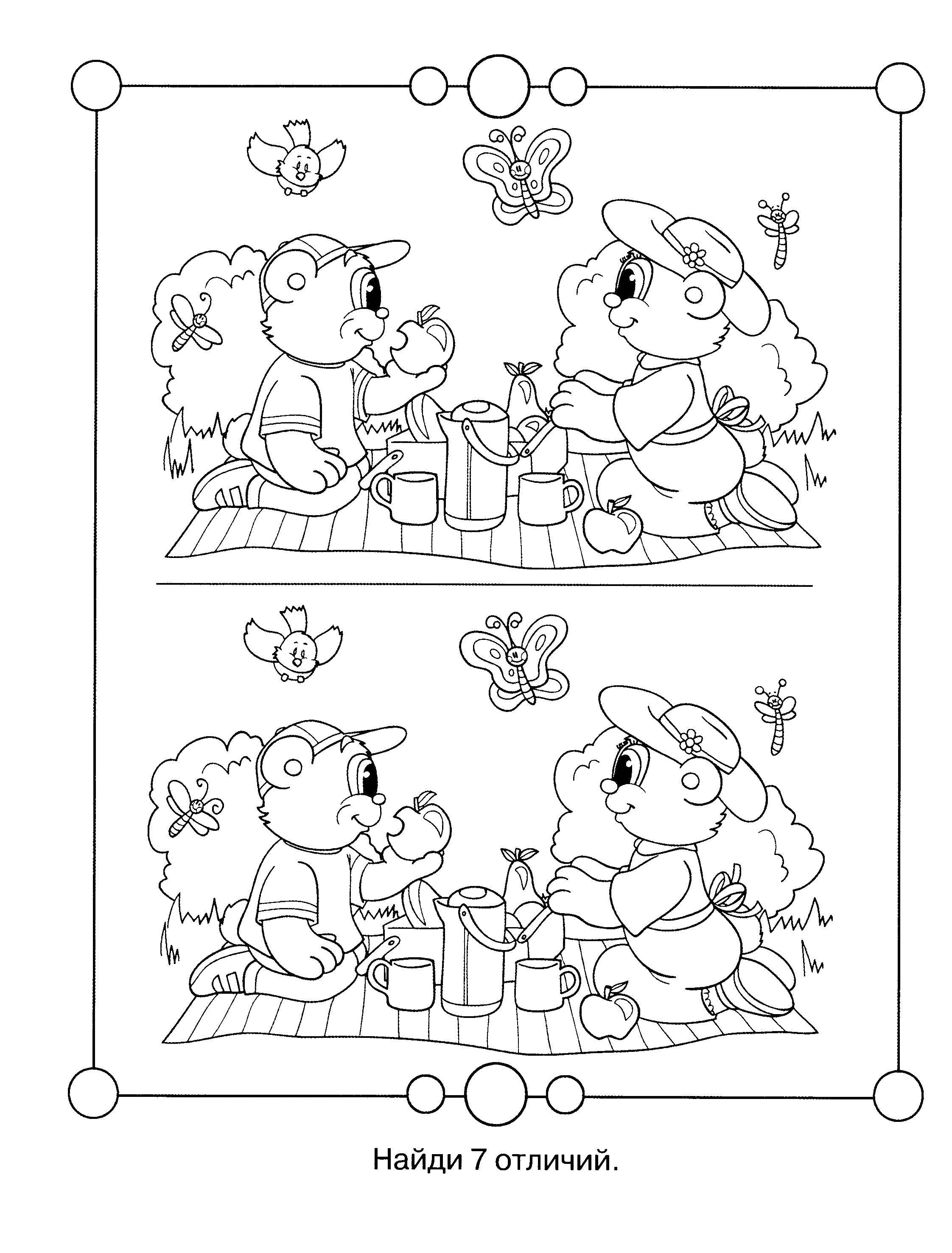 Coloring Find the differences. Category riddles for kids. Tags:  Teaching coloring, logic.