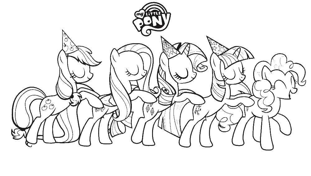 Coloring Ponies, unicorns playing in a train. Category Ponies. Tags:  ponies, unicorns, games.