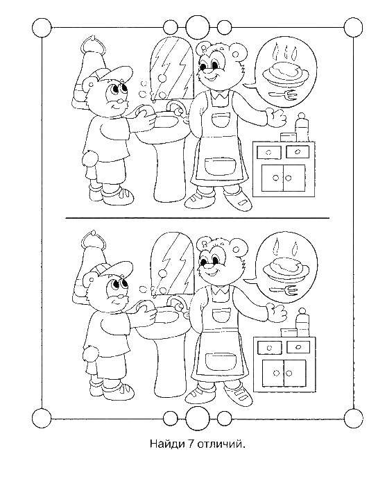 Coloring The seven differences. Category riddles for kids. Tags:  Teaching coloring, logic.