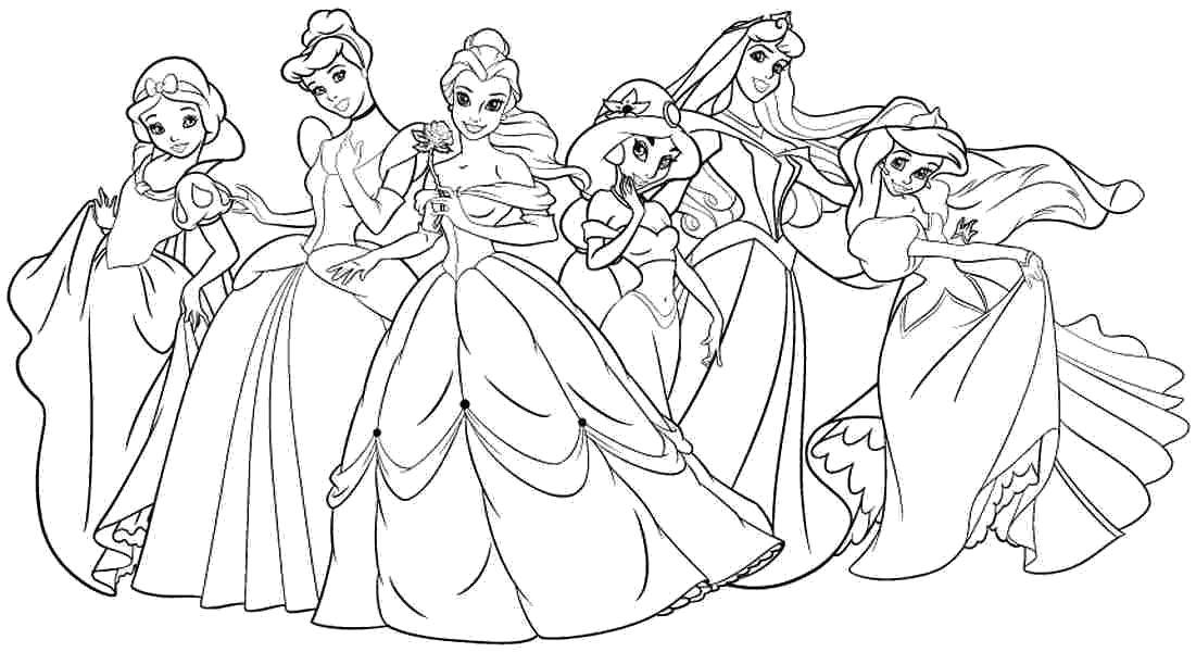 Название: Раскраска Диснеевские принцессы.. Категория: Диснеевские мультфильмы. Теги: Дисней, принцесса.