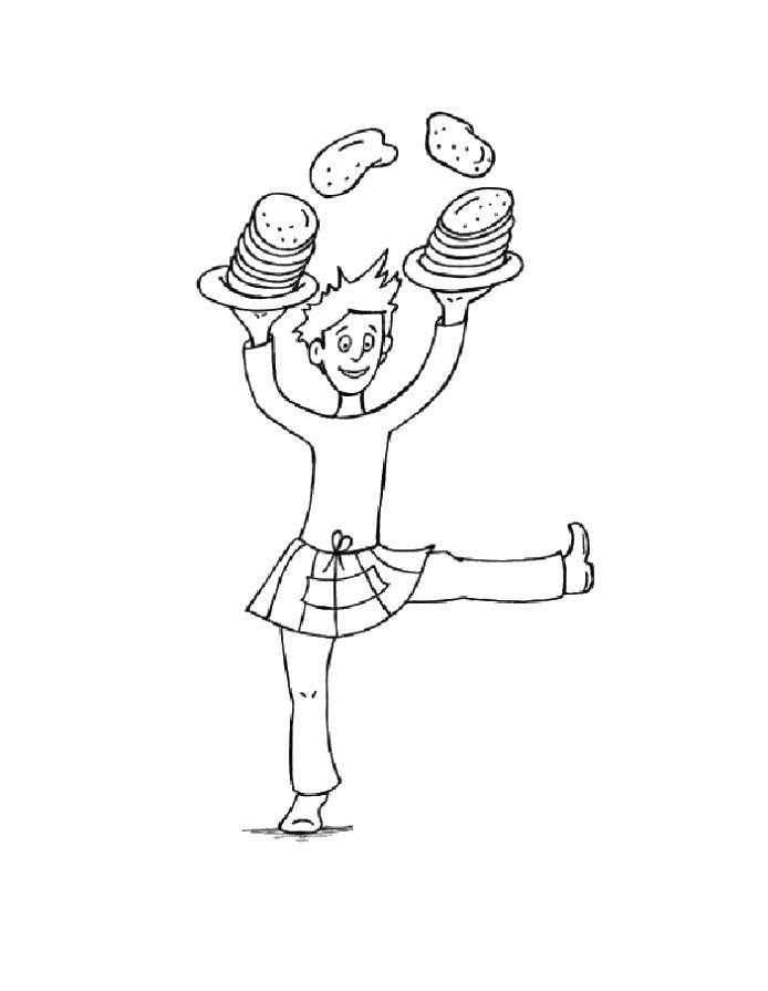 Coloring Russian fellow with pancakes. Category Fairy tales. Tags:  tales, pancakes, boy, boy.