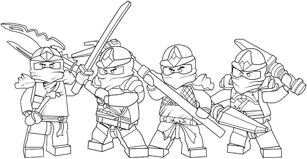 Coloring Four ninja. Category ninja . Tags:  ninja , war, soldiers.