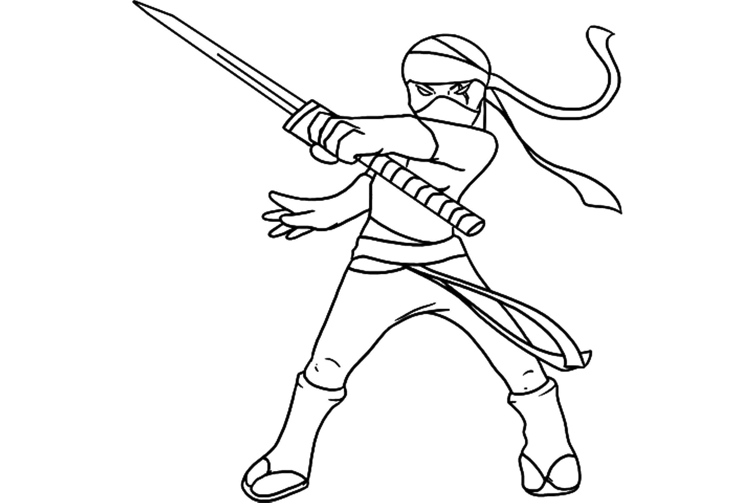 Название: Раскраска Ниндзя. Категория: ниндзя. Теги: самурай, ниндзя, меч.