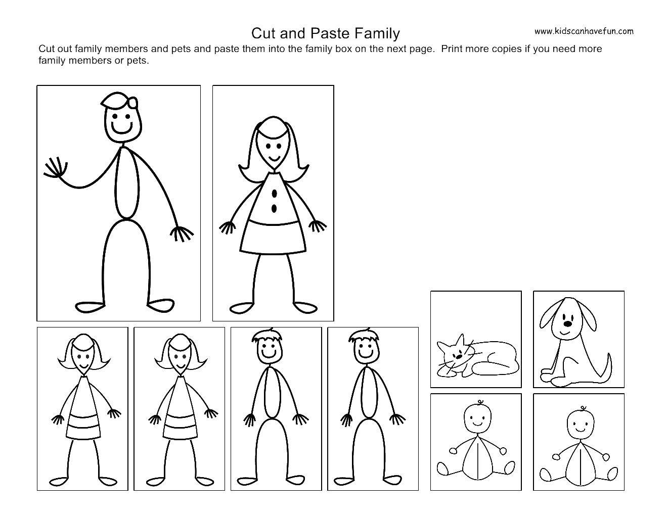 Название: Раскраска Члены семьи. Категория: Шаблоны для вырезания. Теги: шаблоны, семья, члены семьи.