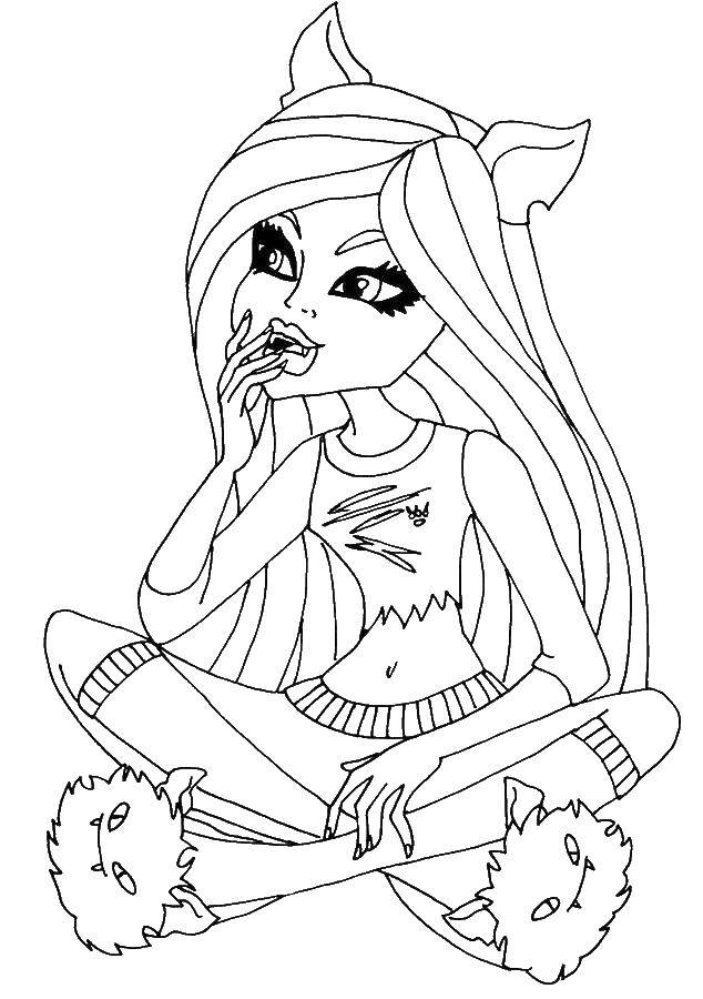 Coloring A Bratz doll with ears and cute sneakers. Category coloring pages for girls. Tags:  girl, doll, Barbie, Bratz.