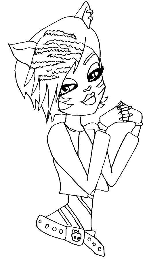 Coloring Girl tiger, Bratz. Category coloring pages for girls. Tags:  girl, doll, Barbie, Bratz.