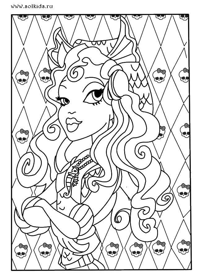 Coloring Sea Princess. Category coloring pages for girls. Tags:  girl, doll, Barbie, sea.