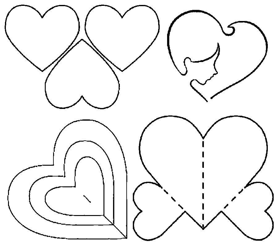 Coloring Different hearts. Category Hearts. Tags:  hearts, love, stencils.