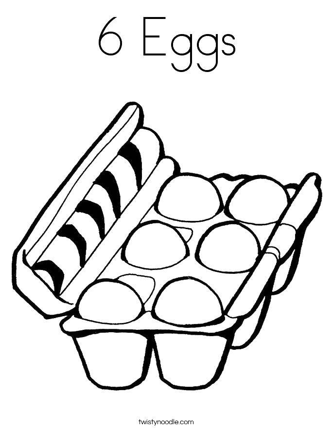 Название: Раскраска 6 яиц. Категория: Еда. Теги: еда, яйца, 6 яиц.