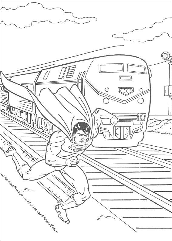 Название: Раскраска Супермэн быстрее поезда. Категория: Комиксы. Теги: Комиксы, СуперМэн.