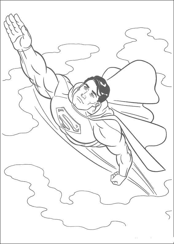 Название: Раскраска Супермэн летит над городом. Категория: Комиксы. Теги: Комиксы, СуперМэн.