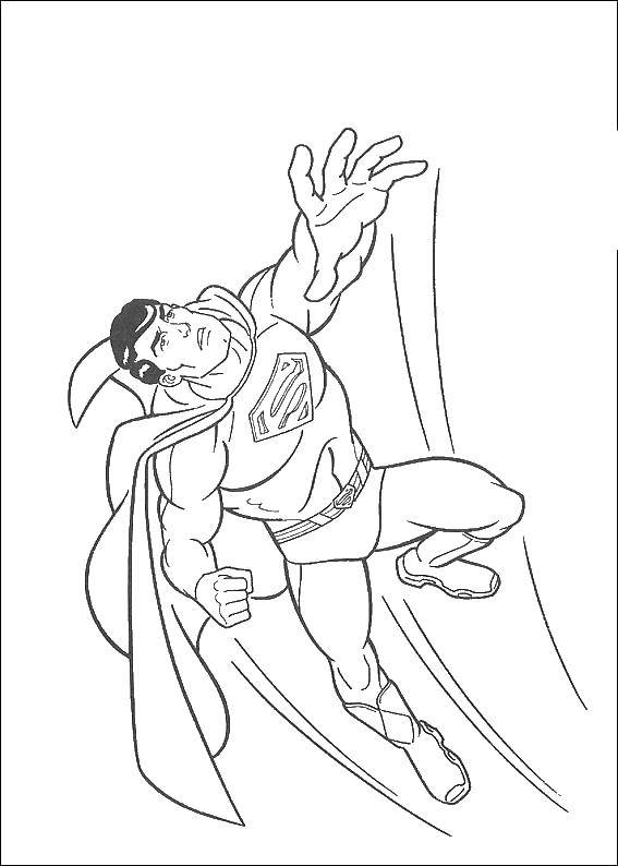 Coloring Superman flying in the sky. Category Comics. Tags:  Comics, Superman.
