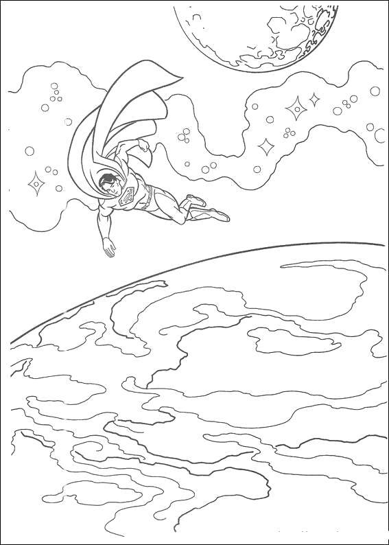 Название: Раскраска Супермэн парит над землёй. Категория: Комиксы. Теги: Комиксы, СуперМэн.