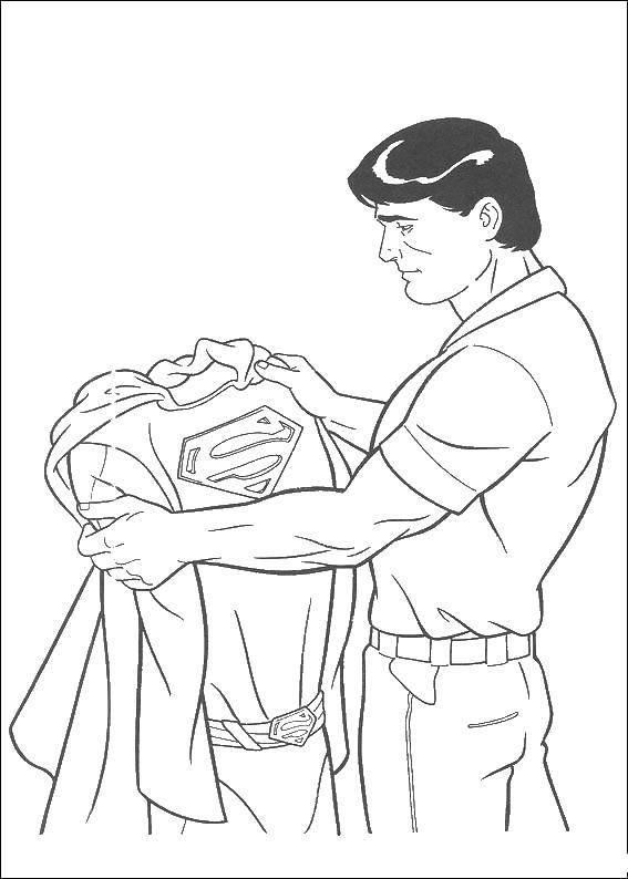 Название: Раскраска Супермен со своей одеждой. Категория: супергерои. Теги: супергерои, фильмы, супермен.