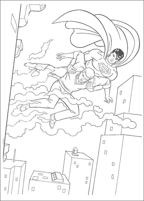 Coloring Superman saves a man. Category superheroes. Tags:  superhero, Superman.